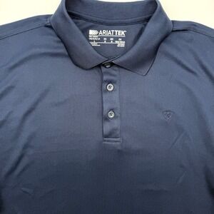 Ariattek Men's Short Sleeve Solid Blue‎ Large Stretch Golf Polo Shirt Western